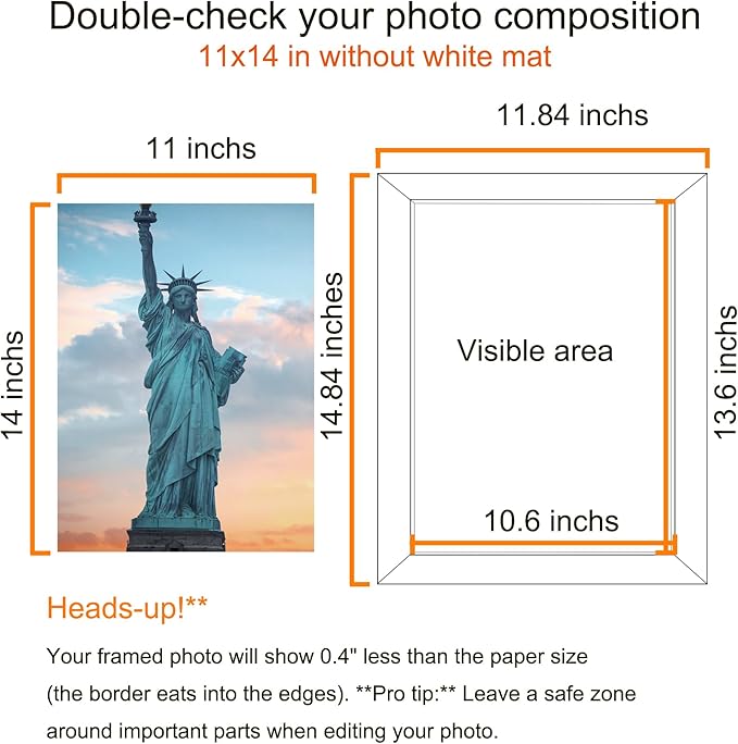 SESEAT 11x14 Picture Frame Set of 10, Display Pictures 8x10 With mat or 11x14 Prints Without Mat, Wall Mounting, Brown
