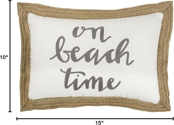 Primitives by Kathy Beach Time Decorative Throw Pillow, Jute, White, 15" Length x 10" Height