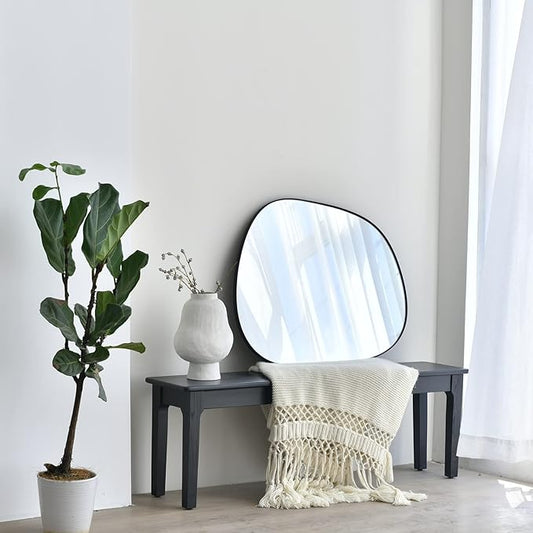 ELEHUME Asymmetrical Wall Mirror for Decor 27"*35", Modern Black Framed Wall Mirror for Living Room Bathroom Bedroom Entryway ELE-STOU-0063HEI