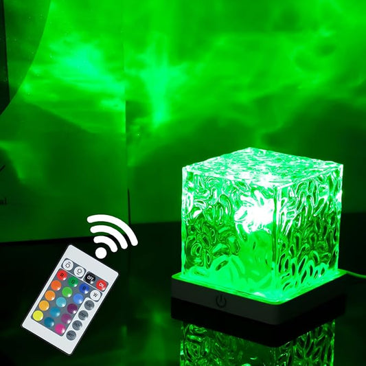 Ocean Wave Projector Light, 16-Color Cube Water Lamp, 3D Holographic Water Ripple Romantic Ambient Lighting for Child's Room,Aurora Night Light,Birthday and Christmas Gifts for Children