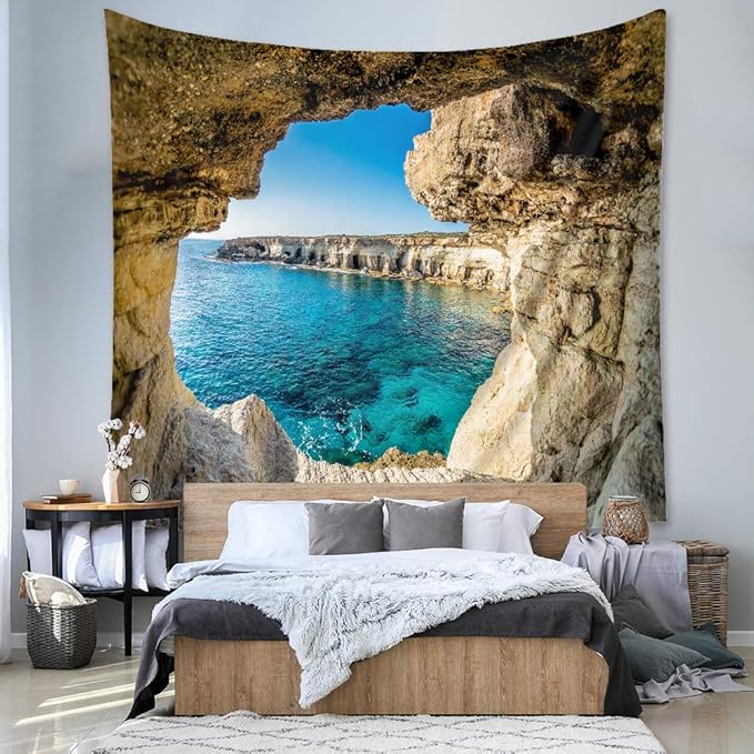 Llamazing Forest Home Decor Tapestry - Living Room Bedroom Decoration Landscape Curtain (Sea, 90.5''L70.8''W)