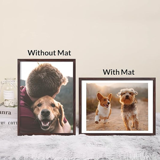 12x16 Picture Frame Set of 6, Display Pictures 11x14 with Mat or 12x16 Without Mat,Wall Gallery Photo Frames, Brown