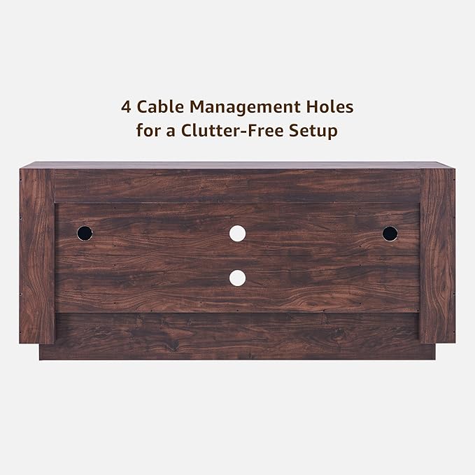 OKD Modern 70" TV Stand, Entertainment Center for TVs Up to 80", Media Console with Large Open Storage & Side Cabinets, Thick Wood Design for Living Room, Dark Walnut