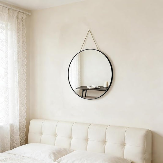 Funerom Black Round Wall Mirror 15.4 Inches Circle Mirror Bathroom Mirrors for Over Sink