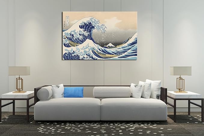 dgbtcart The Great Wave off Kanagawa by Hokusai Canvas Wall Art Japanese Classic Artwork Painting Decor for Living Room Seascape Picture Print for Bedroom Office Decoration - 24"x36"