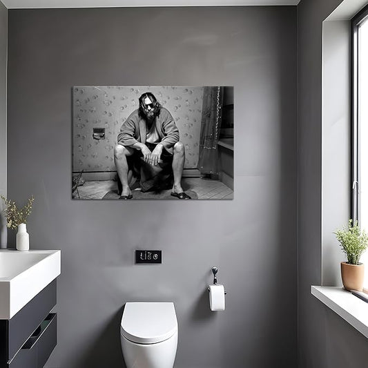 Funny Bathroom Wall Decor for Room Aesthetics - 90s Movie Posters Black and White Wall Art, Toilet Humour Amusing Cool Wall Art Funny Bathroom Signs 12X16 in