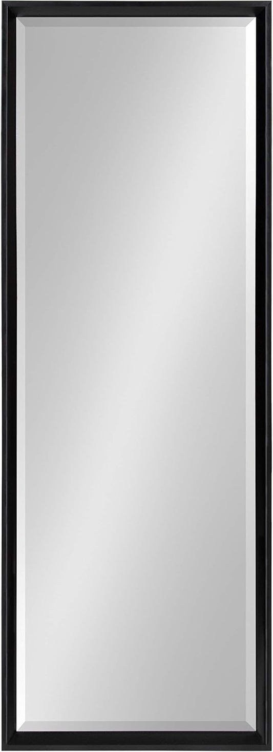 Kate and Laurel Calter Modern Framed Full Length Beveled Wall Mirror, 17.5x49.5 Black