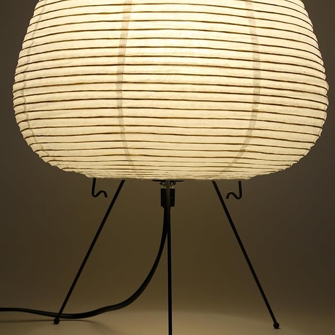 Japanese Noguchi Inspired Table Lamp Zen Rice Paper Lantern with Warm Light for Bedroom Living Room or Office Modern Japandi Decor (Teardrop)