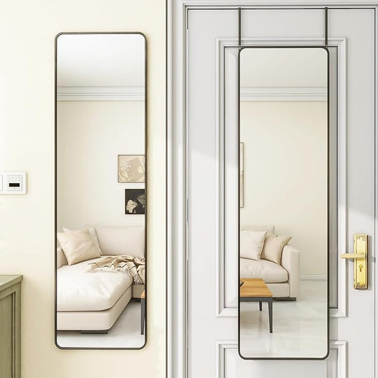 Protylctaster Door Mirror Full Length,Over The Door Mirror,48"x14" Full Length Mirror,Door Mirror, Mirror Full Length Door Hanging(Black)