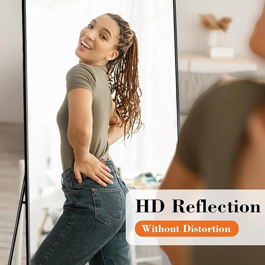 NEWBULIG Full Length Mirror, Full Body Floor Mirror with Aluminum Alloy Thin Frame, Wall or Standing Mirror for Bedroom, Living Room, Dressing Room