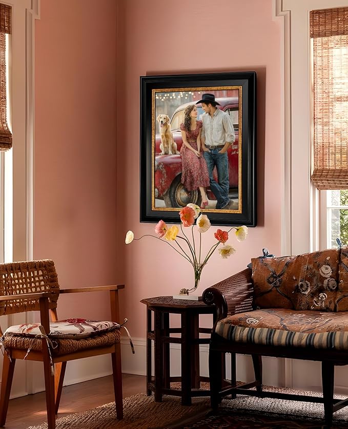 1.7" Wide Vintage Frame for 16x20 Rococo Abstract Paintings, Traditional Photo Frames for Art Lover Housewarming Birthday Wedding Grandparents Teacher Gift, No Cover & Back (Black Gold)