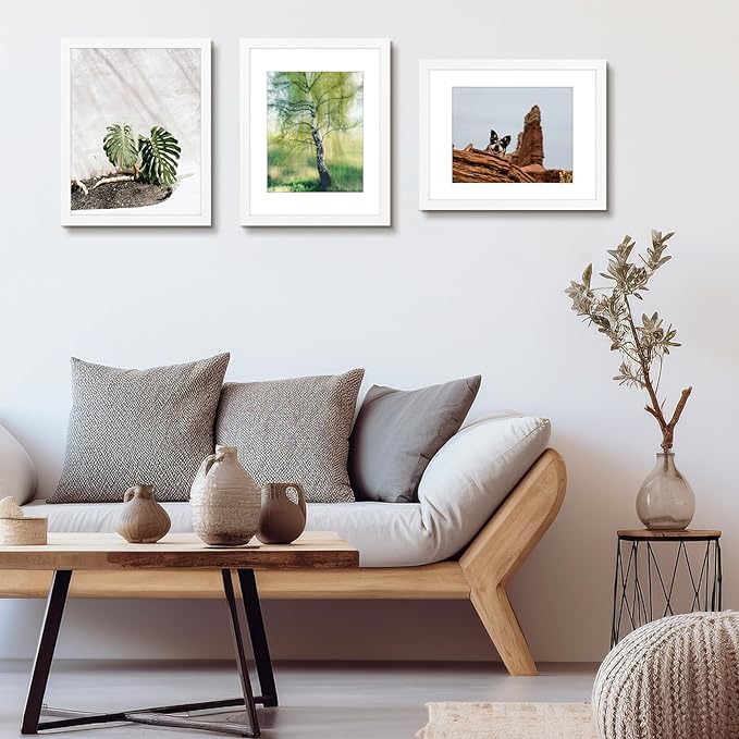 Golden State Art, 11x14 Picture Frame Set of 6 - Matted to 8x10 Photo - Engineered Wood Gallery Frame Set - Wall Mounting (White,6 Pack)