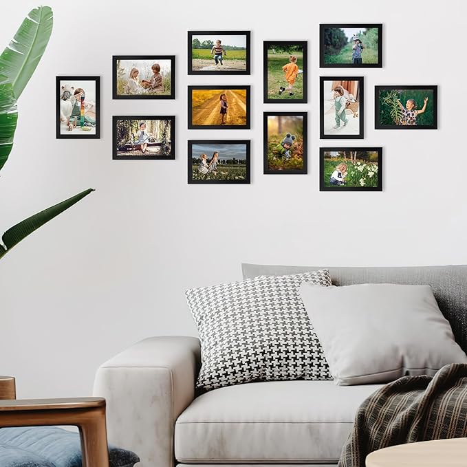 Hoikwo 18 Packs 4x6 Black Multi Plastic Picture Frames Set with Plastic Cover for Family Photos, Artwork, Light Weight Bulk 4 by 6 Frames Pack for Wall Hanging and Table, Stylish Picture Frames