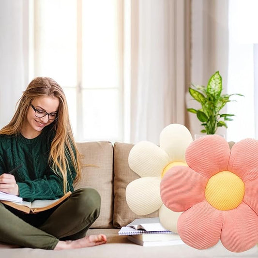 CANGHI Flower Pillow - 3 Pcs Flower Shaped Throw Pillow 15.7'' Cute Daisy Flower Pillow Flower Seating Cushions for Adults Kids Home Bedroom Sofa Chair Couch Decor (White/Lightpink/Pink, 15.74 in)