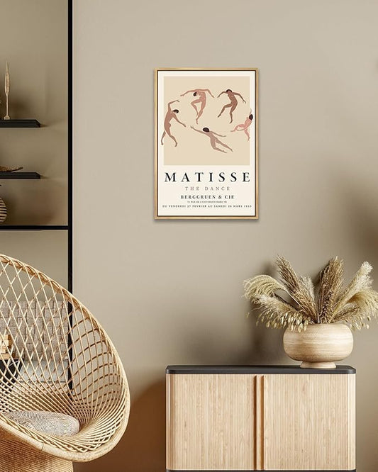 Zzuyi Henri Matisse Framed Wall Art,Matisse The Dance Poster,Danish Pastel Room Decor Aesthetic,Boho Framed Wall Art for Room Decor-16''x24''Natural Framed