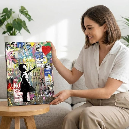 Yatsen Bridge Banksy Pop Street Graffiti Wall Art, Girl and Balloon Posters And Prints, Abstract Color Graffiti Art Canvas Paintings On the Wall Art Picture Home Decor - 12x16 inch