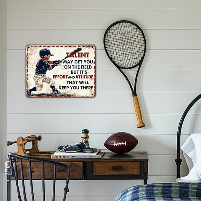 Vintage Tin Sign Baseball Decor for Boys Room Baseball Wall Decoration Motivational Quote Baseball Sign Baseball Posters For Boys Bedroom Wall Decoration 12x16 Inch