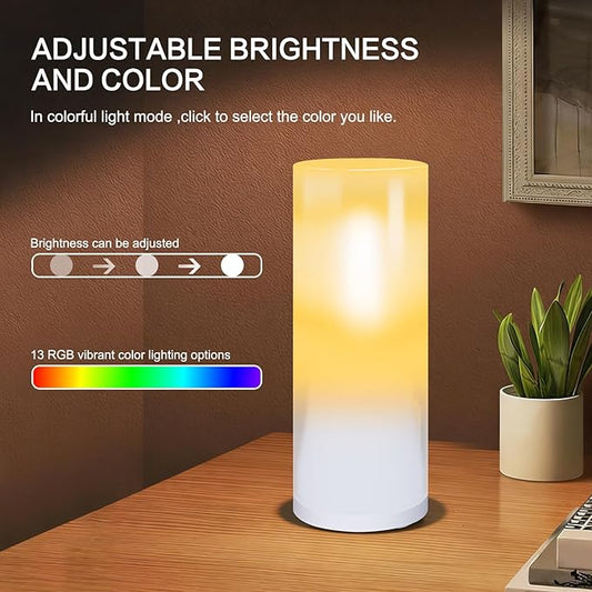 Flameless Simulation Candle Light, RGB 13 Colors Changing Night Light with Remote, Atmosphere Desk Lamp/Bedside Lamp,USB Rechargeable Night Light, Ambient Lighting for Bedroom/Dining Room/Game Room