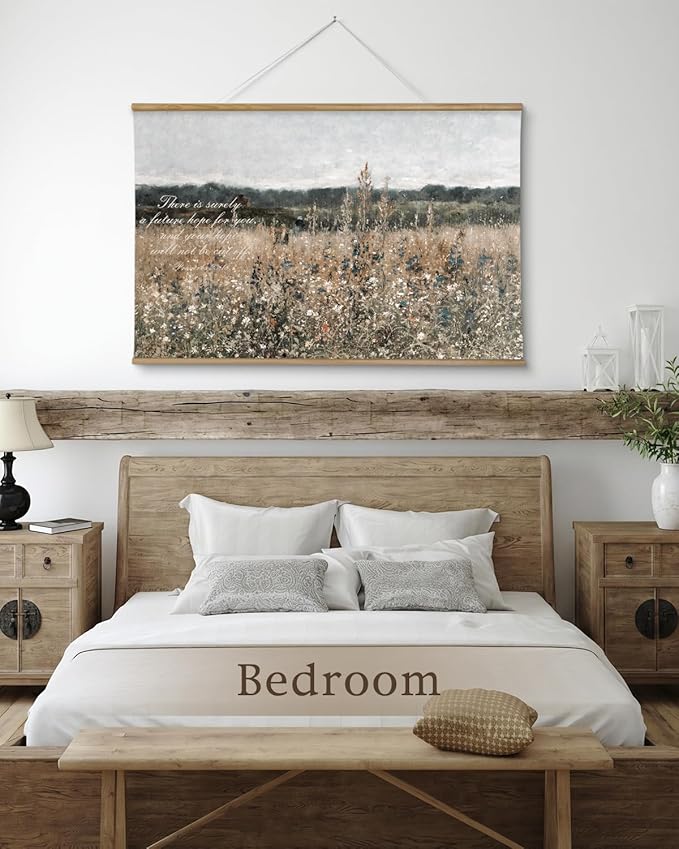 InSimSea 36x54 Large Canvas Scroll Christian Wall Art, Bible Verse with Wildflowers Religious Decor, Inspirational Oil Painting for Living Room, Prayer Room, Church