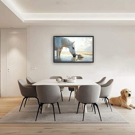 Ocean Beach Landscape Large Wall Art for Living Room Horse Framed Canvas Decor Coastal Sea Turtle Prints Painting Pictures Extra Large Seascape Artwork for Bedroom Bathroom Office Home Decor 24"x36"