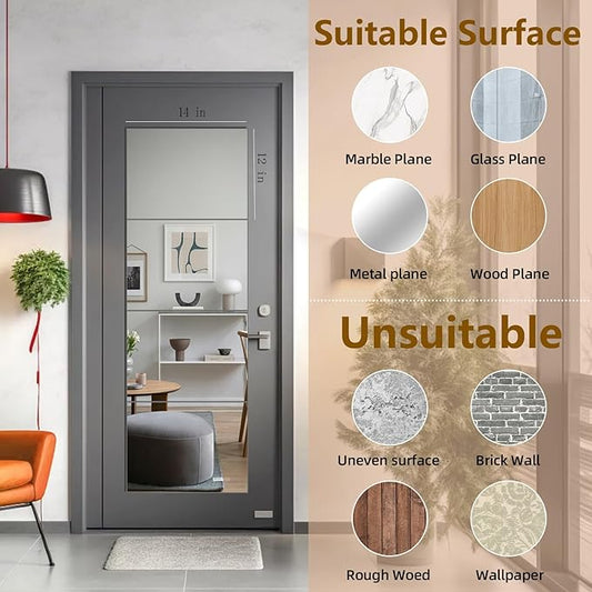 Stick on Small Mirror for Wall Decor, Plastic Non Glass Sticky Kids Safety Toddler Mirrors, 4 Pack 14”x12” Acrylic Mirror Tiles, Shatterproof Mirrors Sheet for Bedroom Closet,Gym Body Mirror's