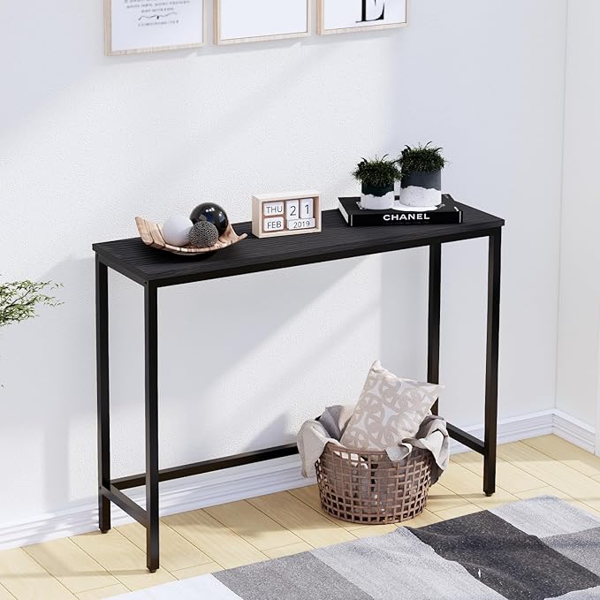 Timberer 39.4” Console Table, Hallway Entrance Table Sofa Table Behind Couch, for Living Room, Entryway, Easy Assembly, Accent Table, Black