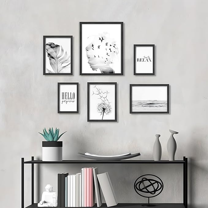 ATOBART 8x10 Black Wood Photo Frame,6 Pack Picture Frames Plexi Glass front Wall Hanging Gallery for Wall and Tabletop Display,set of 6