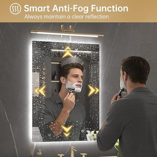 LOVESPEJO 22"x30" Backlit Mirror Bathroom, Lighted Bathroom Mirror with Lights, Fogless, Dimmable, 3 Color Changing, Shatterproof, Horizontal/VerticalοΌno Motion SensorοΌ