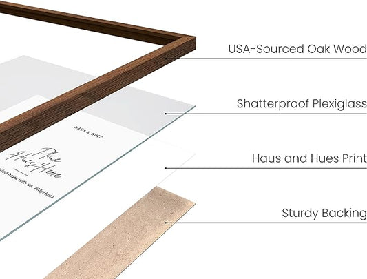 HAUS AND HUES 16x24 Walnut Oak Frame - Wooden Poster Holder, Rustic Display (Standalone, Set of 1)