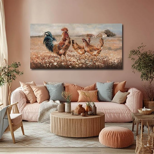 LEVERUP Animal Pictures Wall Decor Nature Pictures Wall Artwork Tan Wall Decor for Dining Room Bedroom Office Home Wall Decoratios 24×48 Inch