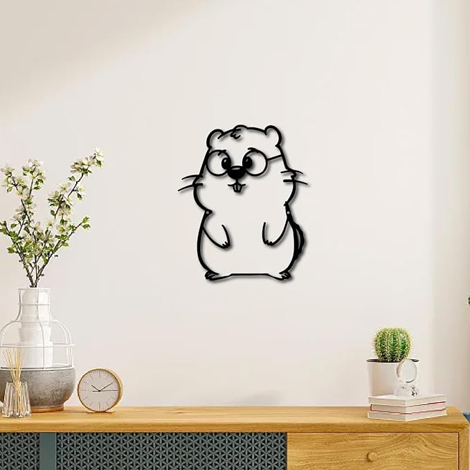 CREATCABIN Black Metal Animal Wall Decor Groundhog Day Sign Black Iron Rustic Animals Groundhogs Art Decoration Signs Cutout for Happy Groundhog Day Party Home Office Living Room 11.8 x 9.8 Inch
