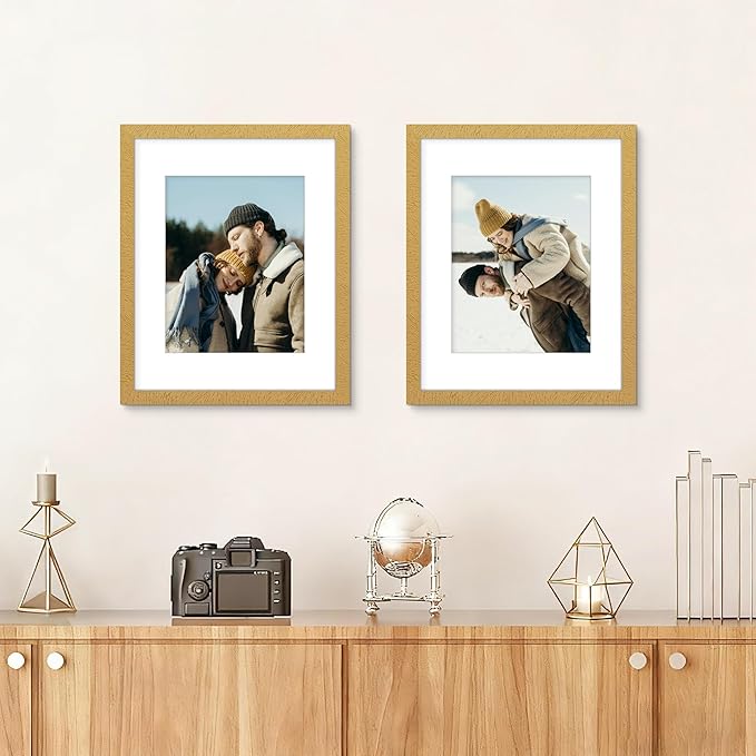 Picrit 16x20 Picture Frame Set of 12, Display Photos 11 x 14 with Mat or 16 x 20 without Mat, Wall Gallery Poster Frames Display for Home Decor, Gold