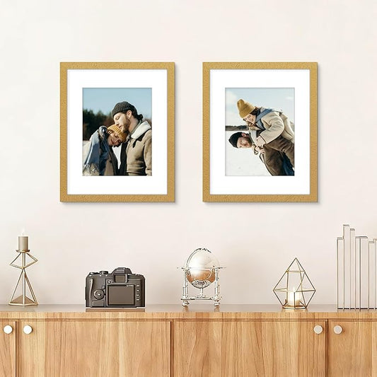 Picrit 18x24 Picture Frame Set of 12, Display Photos 16 x 20 with Mat or 18 x 24 without Mat, Wall Gallery Poster Frames Display for Home Decor, Gold