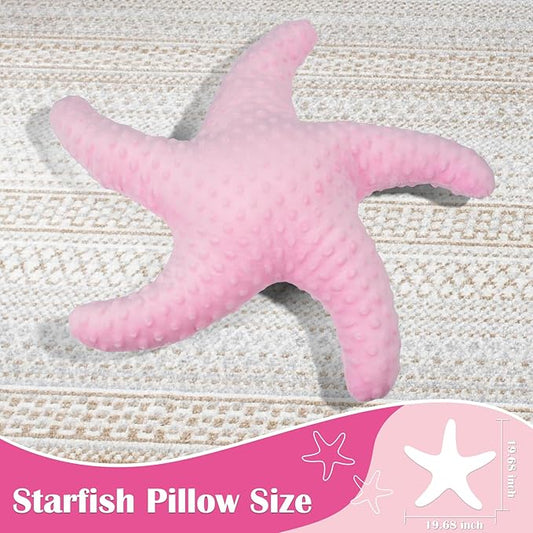 Marble Empire Starfish Pillow for Couch and Bed, Coastal Decor Throw Pillow, Ocean Beach Theme Accent Pillow for Living Room(Pink)