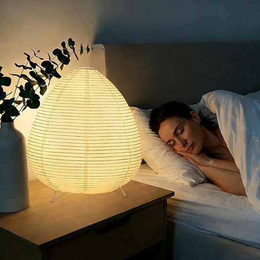 YY YEARCHY Rice Paper Lamp Table Lamp Japanese Lantern Lamps for Bedroom Livingroom (Peach)