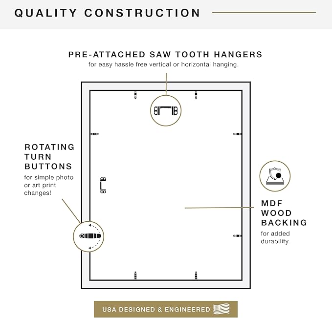MCS Studio Gallery 16x20 Poster Frame Black Woodgrain Engineered Wood, Vertical & Horizontal Wall Hanging Large Picture Frame for Photos, Posters & Art Prints (2-Pack)