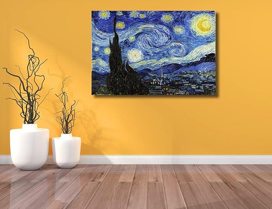 dgbtcart Starry Night, Vincent Van Gogh Canvas Wall art, Classic Paintings Reproduction Pictures Poster, Abstract Artwork Prints for Home Decor 16" x 24"
