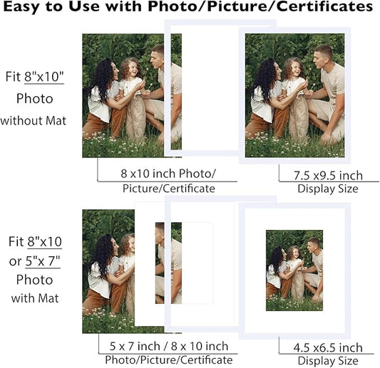 JCJMY 12 Packs 8x10 Picture Frames, Display 5x7 with Mat or 8x10 Without Mat, Gallery Wall Frame Set, 8 by 10 Frames Bulk Set of 12 Collage Wall Decor Photo Frames Set for Wall and Tabletop, White