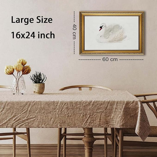 YD&YZY Gold Framed Vintage Wall Art Classic Swan Canvas White Swan Wall Decor Rustic Farmhouse Watercolor Retro Art Painting Picture Print Artwork for Bedroom Bathroom Office 16x24 inch Framed