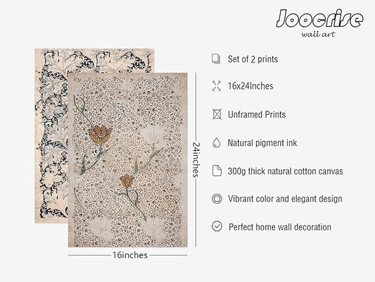 Vintage Botanical Wall Art Prints Set of 2 Antique Sketch Wall Art Decor Neutral Flower Canvas Wall Art Floral Pictures Farmhouse Painting Vintage Floral Artwork for Room Bedroom 16x24 Inch Unframed