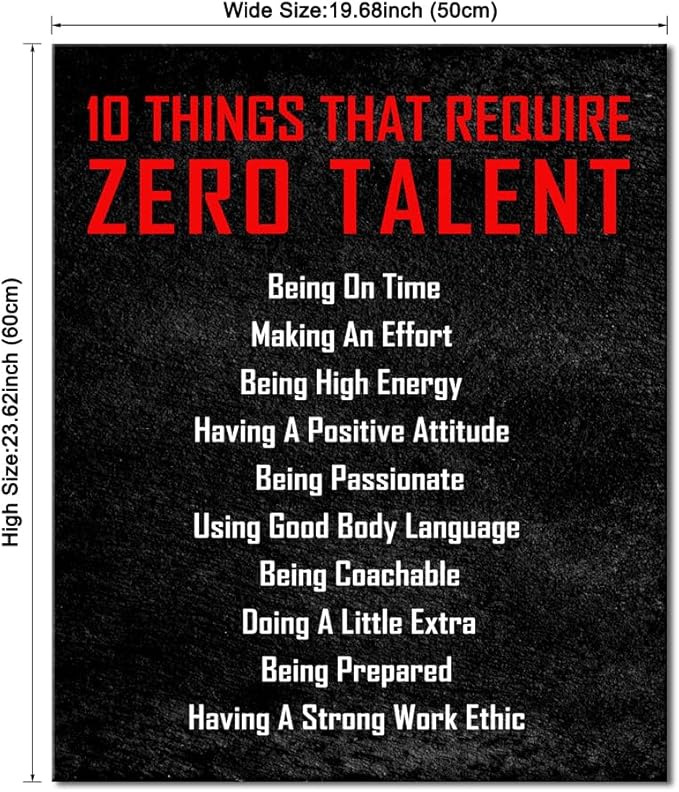 Pyradecor Large Motivational 10 Things that Require Zero Talent Office Positive Quotes Inspirational Poster Canvas Prints for Classroom Living Room Home Decorations