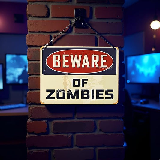 Warning Beware of Zombies Funny Tin Sign Bar Pub Garage Diner Cafe Home Wall Decor Home Decor Art Plaque Retro Vintage