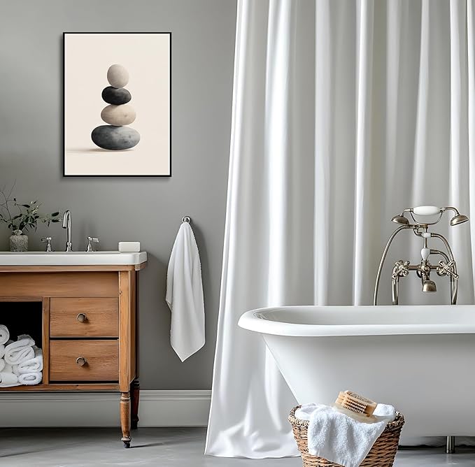 Stacked Rocks Canvas Wall Art Prints Posters Painting Framed Artwork Minimalist Wall Decor Modern Contemporary Zen Abstract Kitchen and Living Room Bedroom Office Home Decoration Gifts 16x24 Inches