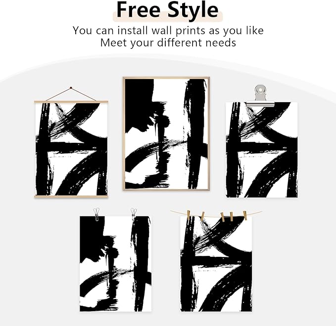 Tocliky Black and White Wall Art Abstract Modern Painting Minimalist Line Canvas Wall Art Decor Black And White Poster Abstract Artwork Prints for Living Room Bedroom 24x36 Inch Unframed Set of 2