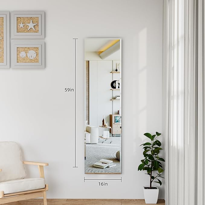 wall Mirror Full Length,59X16FullL ength Mirrorwallmounted,Bedroom/wall/Bathroom/Makeup Area/Cloakroom (59 * 16 Inch)