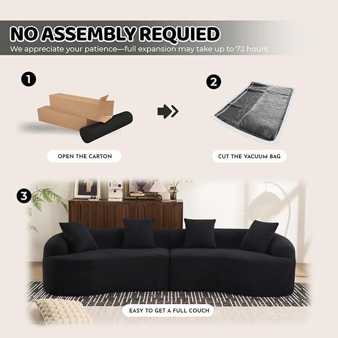 KEIKI Curved Chenille Modular Sectional Couches with Pillows, 4 Seater Oversized Upholstered Luxury Plush Cloud Sofa for Living Room Apartment, Full Compression Sponge,