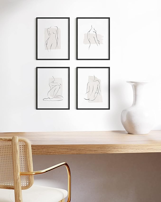 HAUS AND HUES 8.5x11 Black Oak Frame Set of 4 - Wooden Gallery Display for Certificates