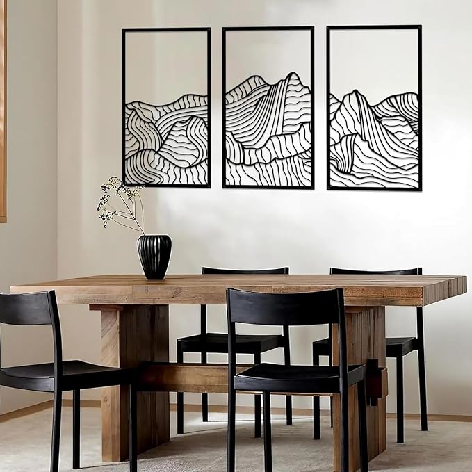 Resama Mountain Metal Wall Art Decor Large Mountains Line Wall Decor Minimalist Abstract Single Line Hanging Wall Sculpture for Living Room Bedroom Office