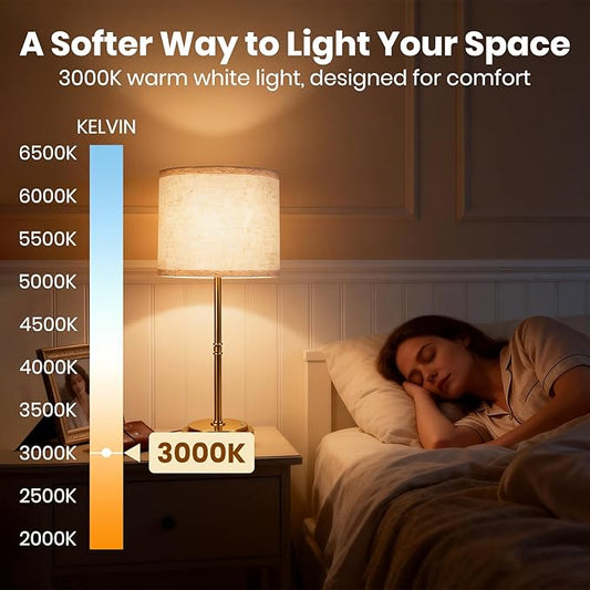 AWOKE 17.7" Large Cordless Table Lamps Set of 2,7500mAh Rechargeable Battery Operated Nightstand Light, Stepless Dimmable 3000K Fabric Shade Desk Lamp for Bedroom & Living Room (Brass)