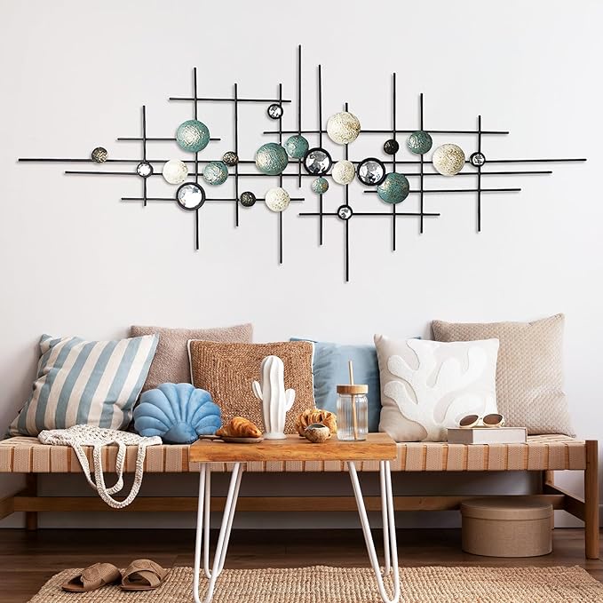 KEQAM Large Modern Metal Wall Art,Home Metal Wall Decor,Wall Sculptures Handmade Wall Hanging Wall Decoration for Living Room/Dinning Room/Bedroom/Entryway/Kitchen/Office